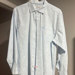 Tommy Bahama Men's Light Blue Striped Shirt